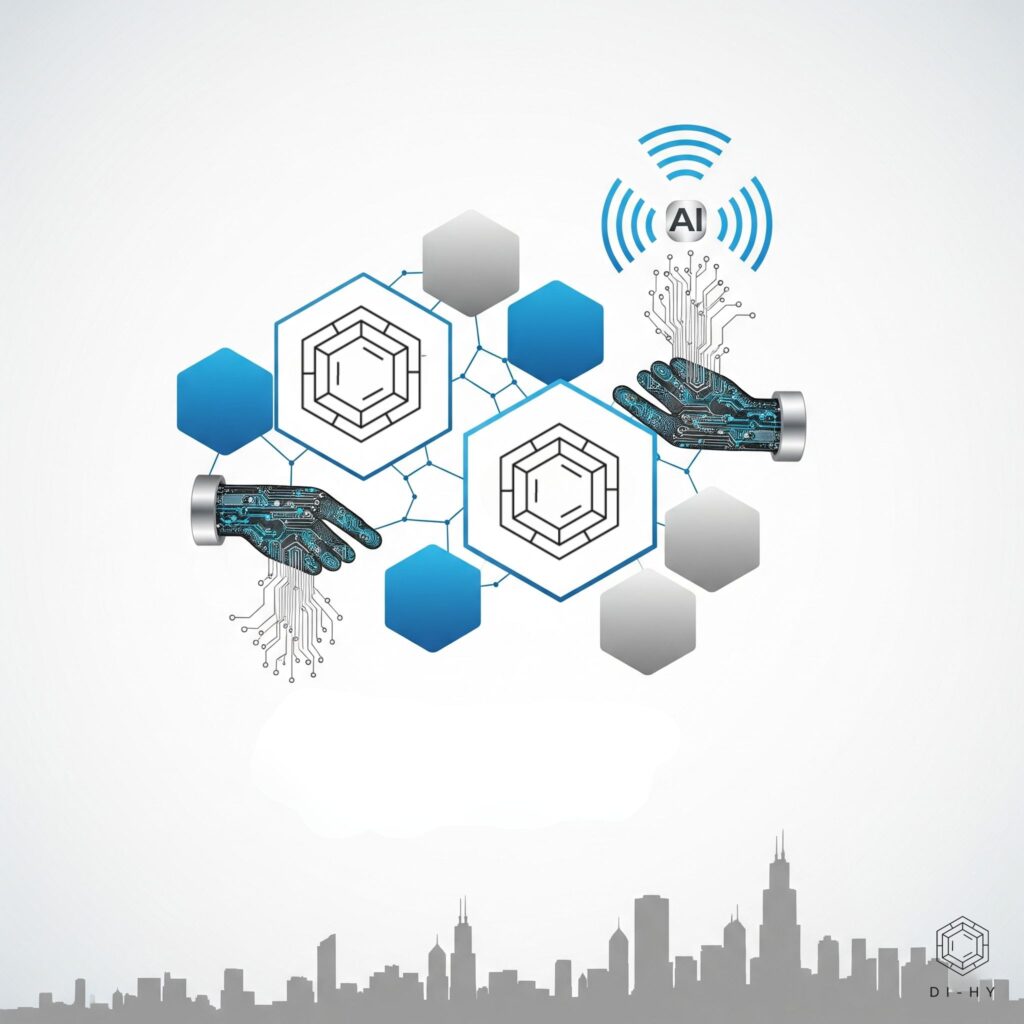 Di-Hy Digital Your Expert Partner for Accessible AI Di-Hy Digital - Partnering with Chicago businesses for accessible and impactful AI & RAG solutions. Conceptual art with skyline & hexagons.